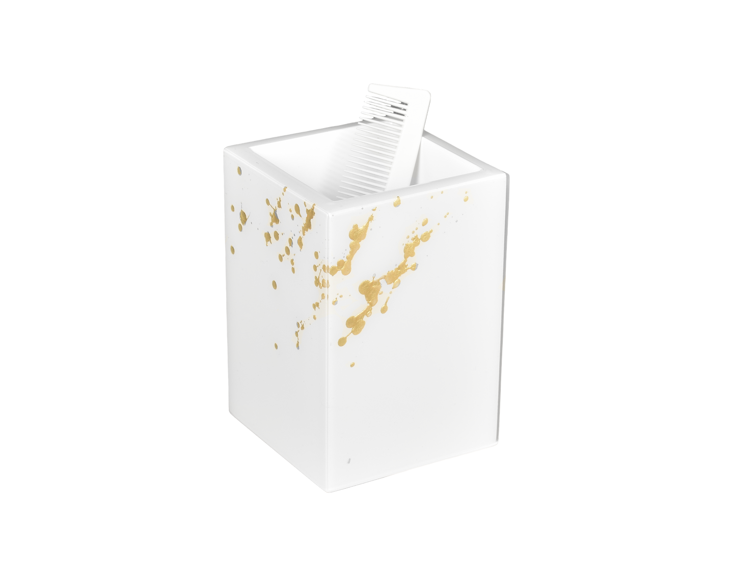 White with Artful Gold - Brush Cup/Pencil Box