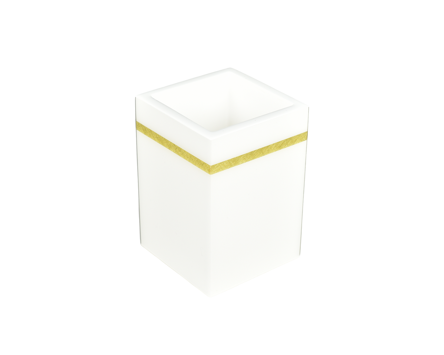 White with shine Gold Leaf Band - Brush Cup