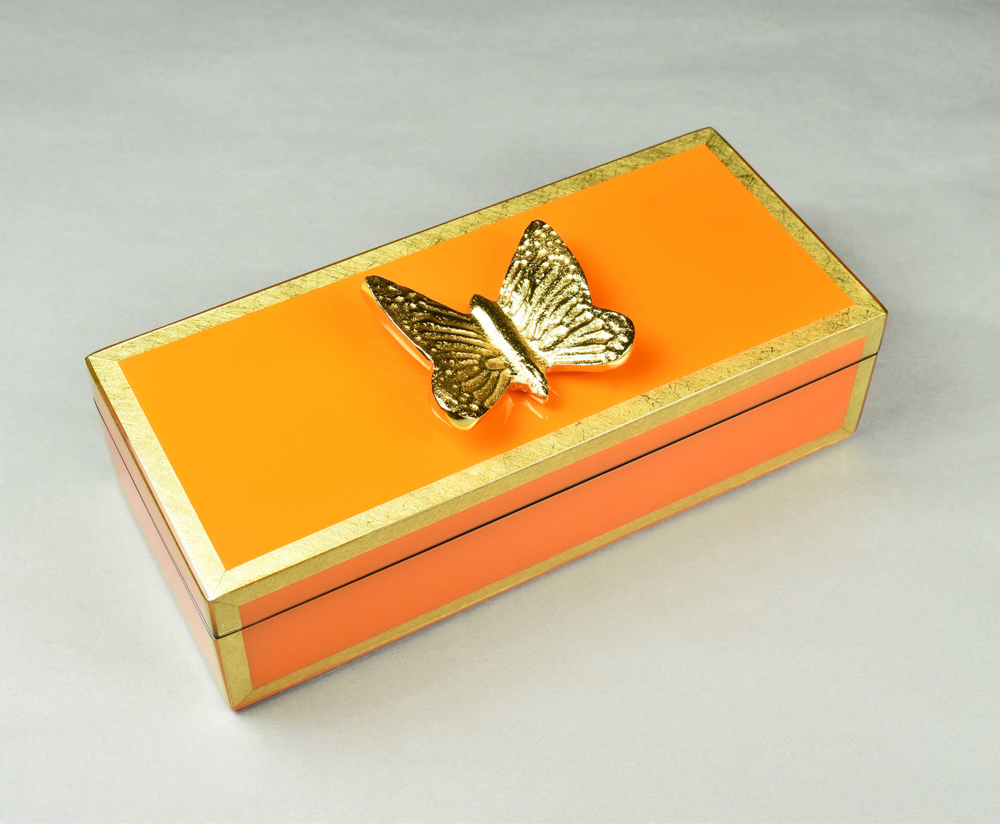 Orange with Shine Gold Leaf - Pencil Handle Box