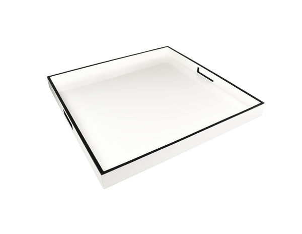 White with Black - Large Square Tray - L-35WBT