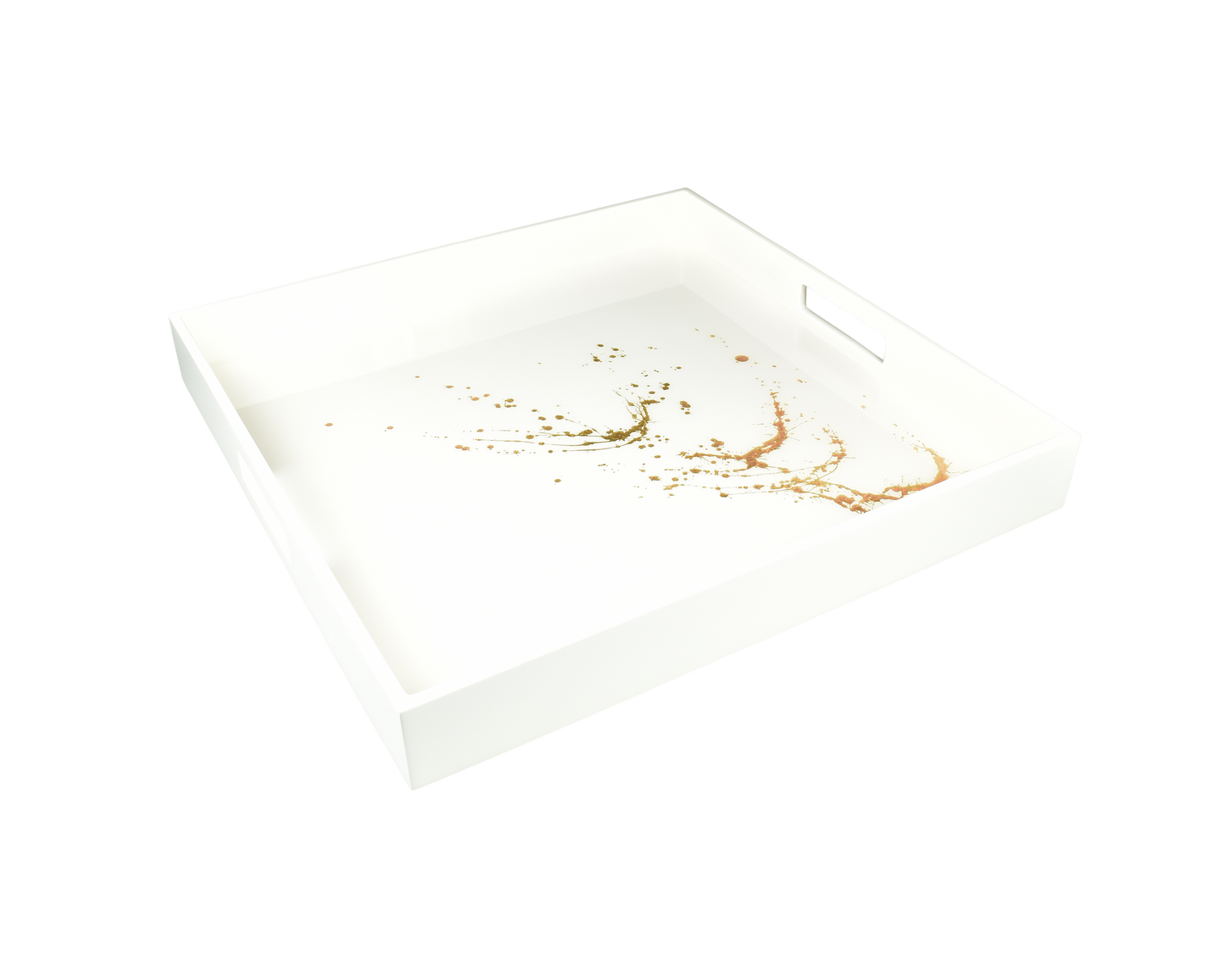 White with Artful Gold - 16" Square Tray