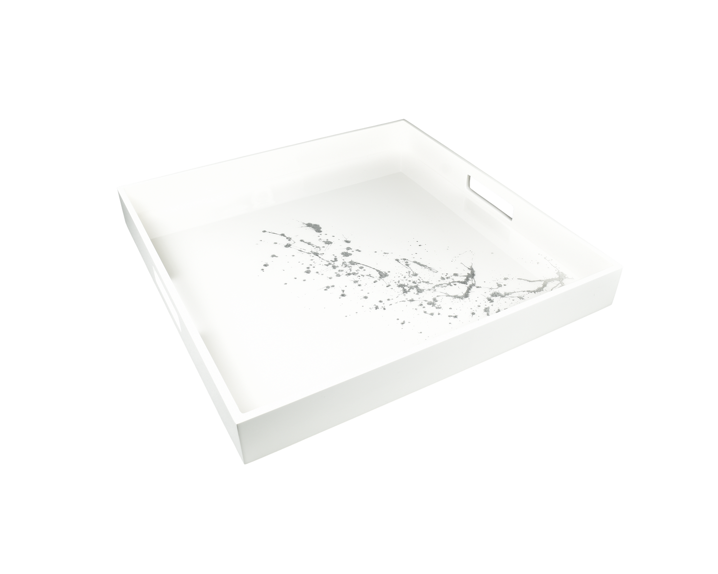 White with Artful Silver - 16" Square Tray