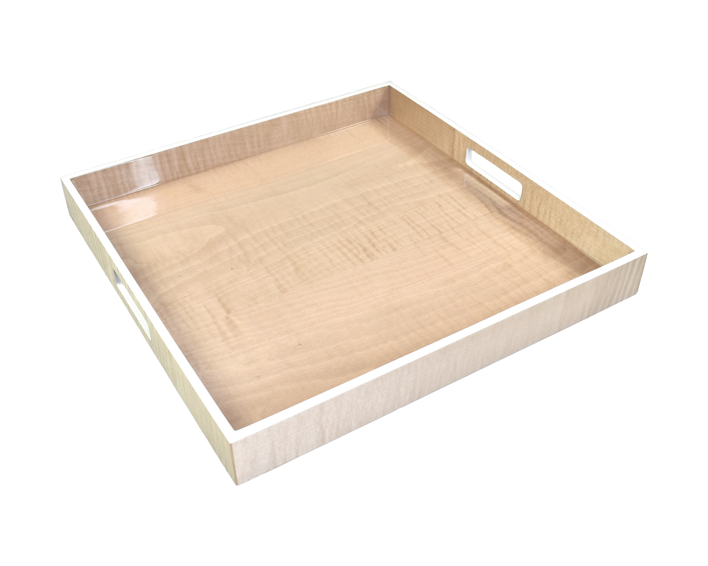 Sycamore with Silver Dollar Trim - 16" Square Tray