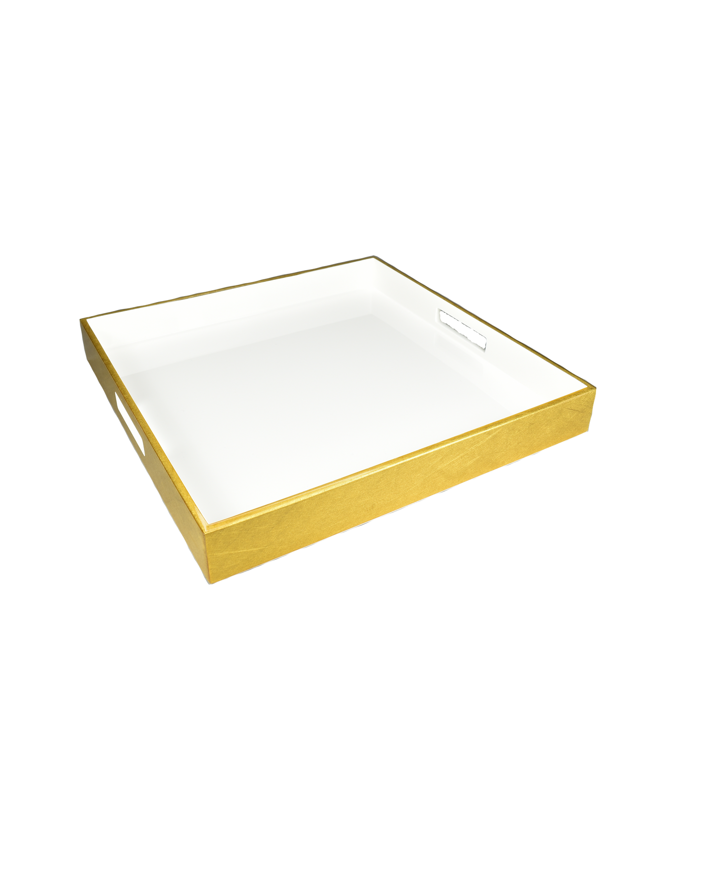 White with Outside Shine Gold Leaf - 16" Square Tray - L-48WOSGL