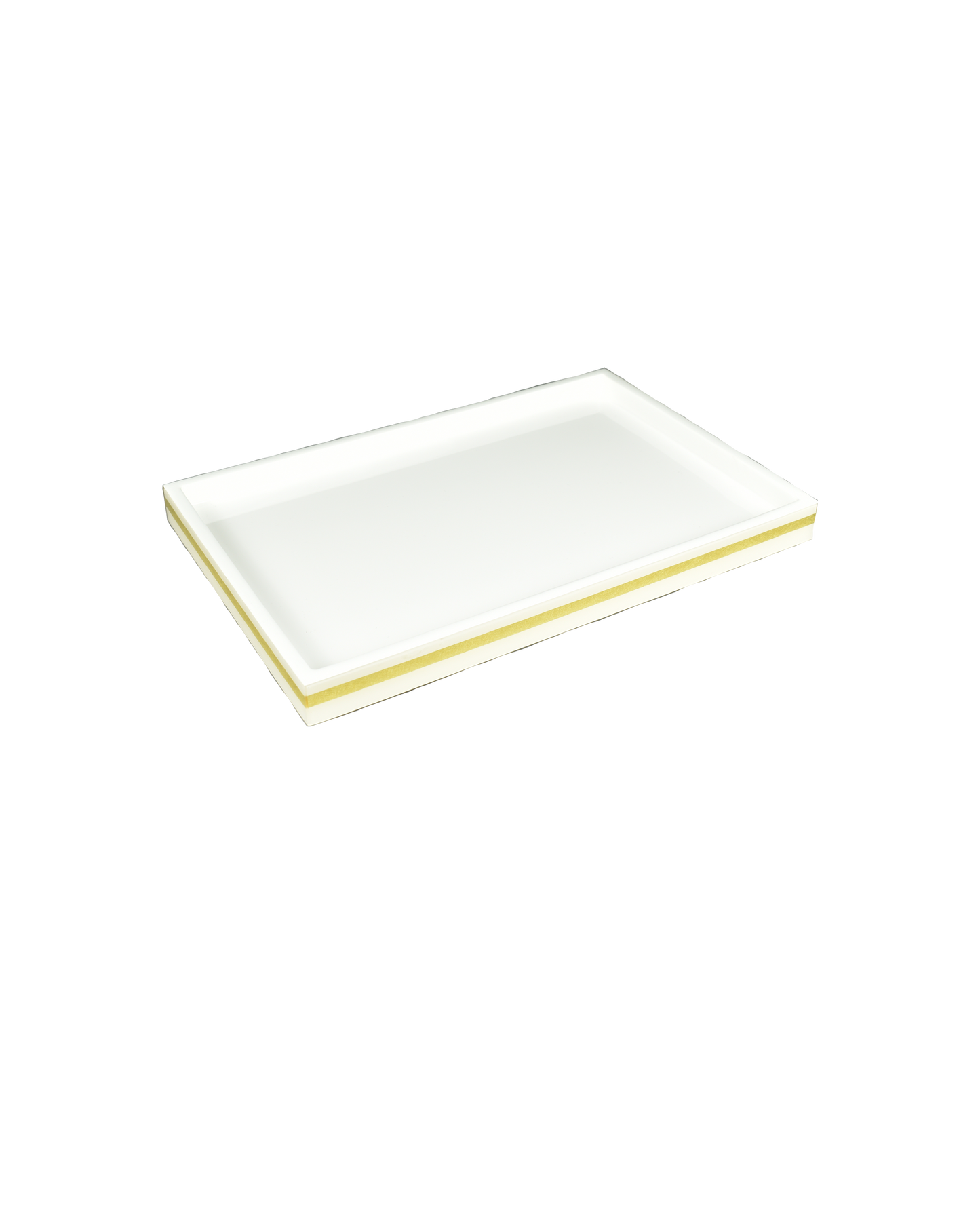 White with Shine Gold Leaf Band - Vanity Tray