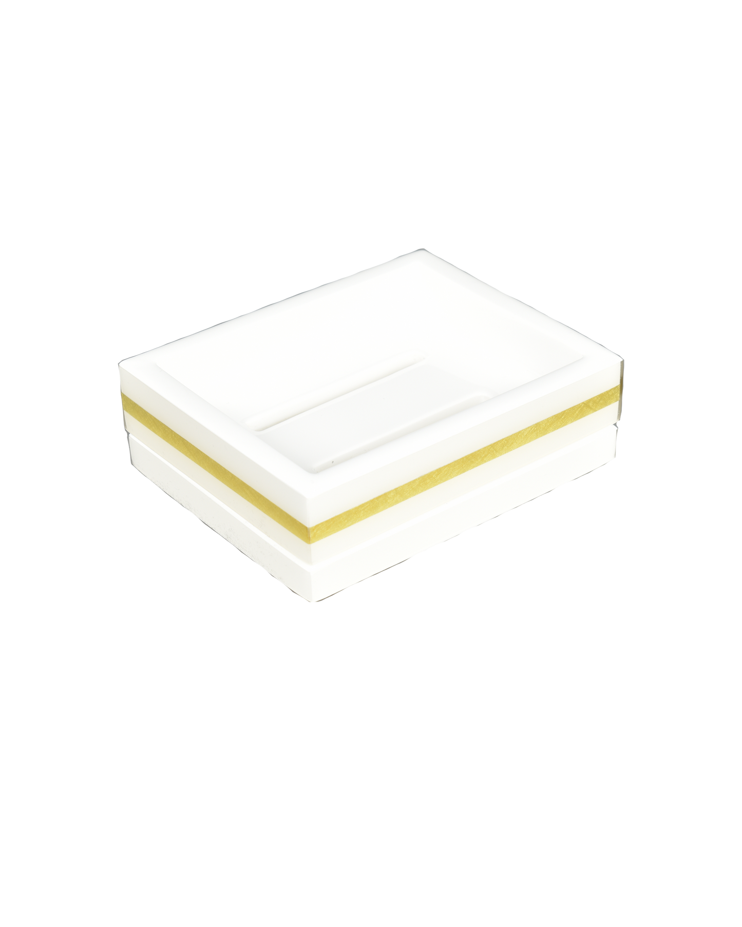 White with Shine Gold Leaf Band - Soap Dish