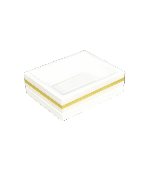 White with Shine Gold Leaf Band - Soap Dish - L-66SGLB