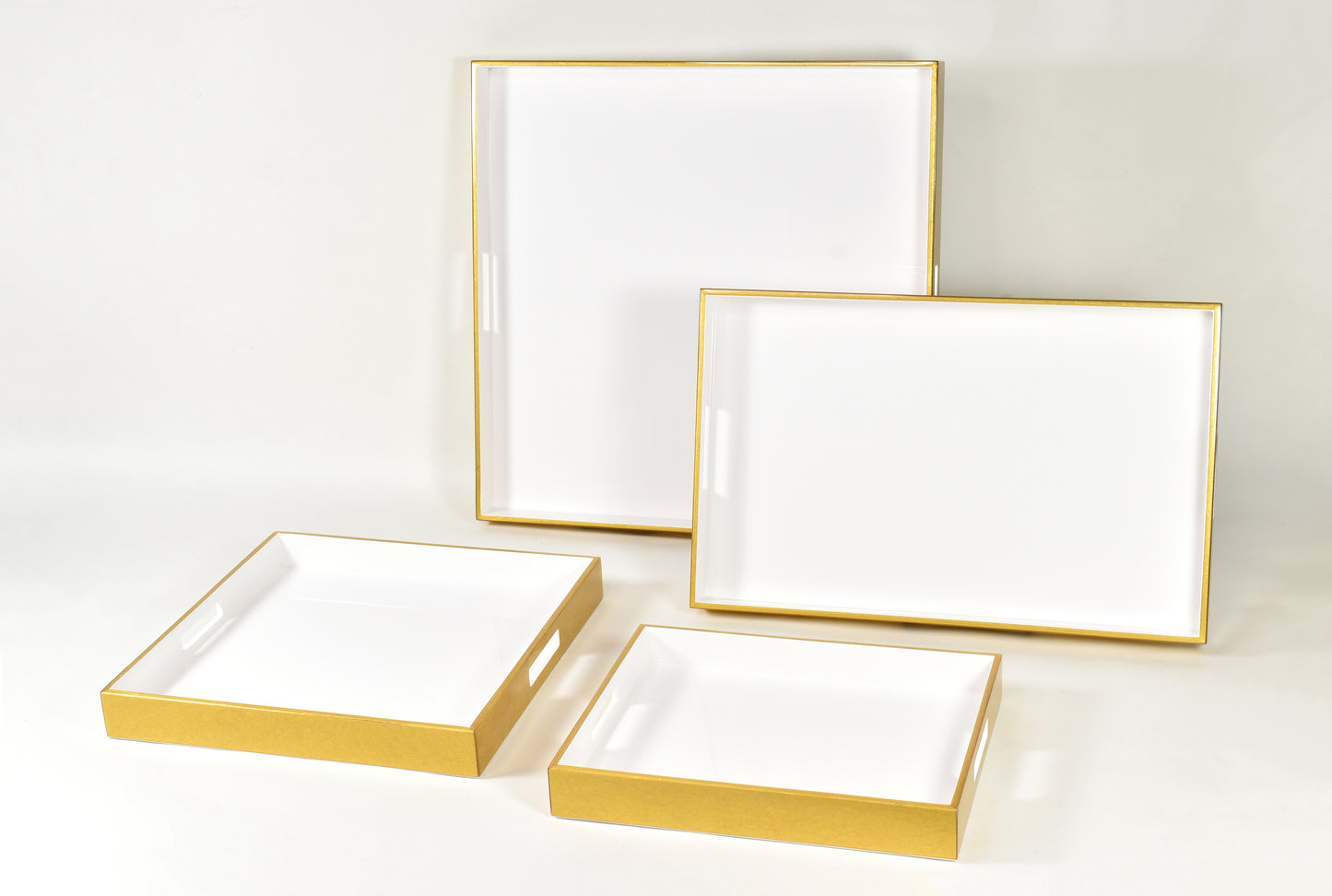 White with Outside Shine Gold Leaf - 22" Square Tray - L-35WOSGL