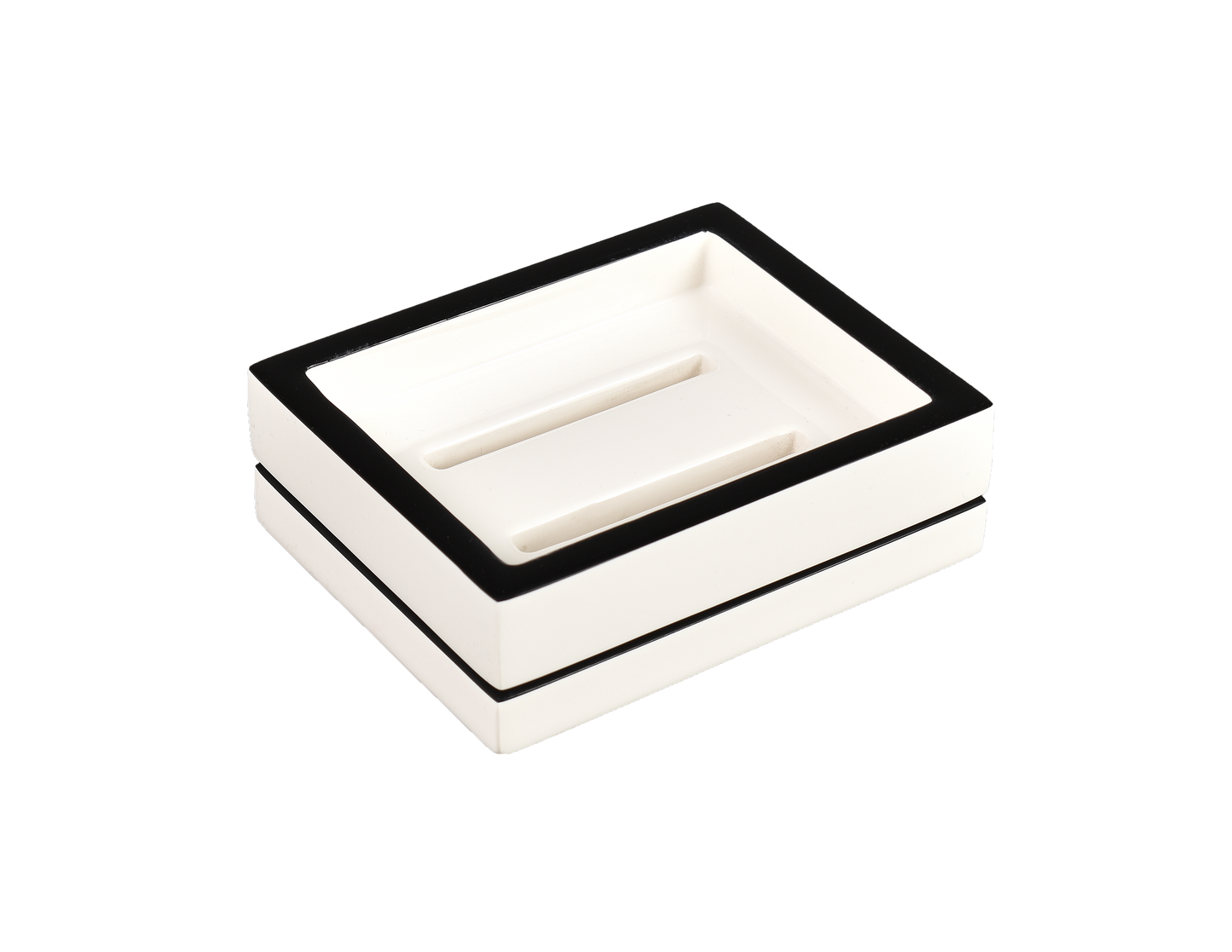 White with Black - Soap Dish
