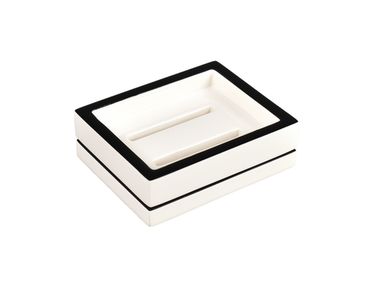 White with Black - Soap Dish
