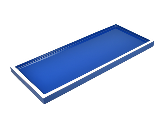 True Blue with White - Long Vanity Tray