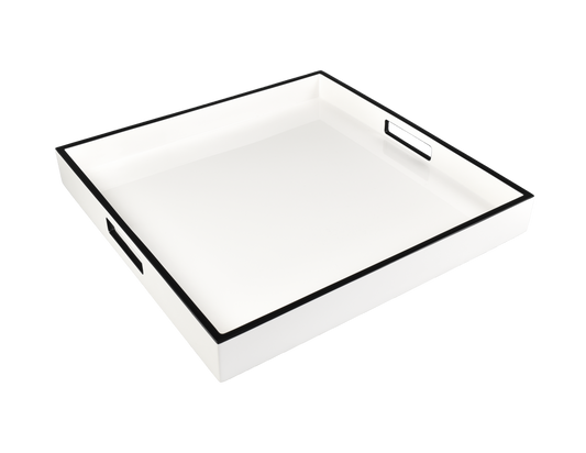White with Black - 16" Serving Tray