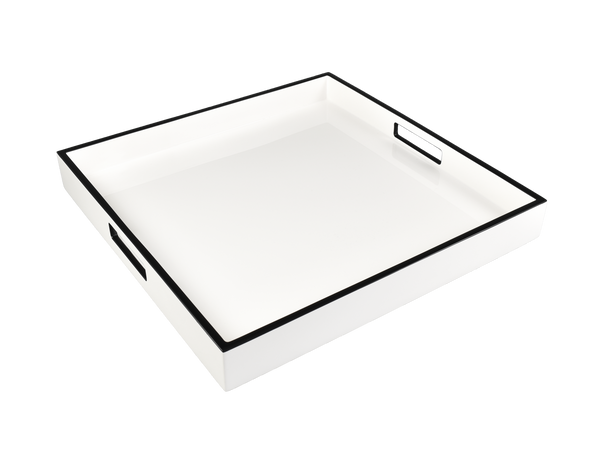 White with Black - Square Serving Tray - L-48WBT
