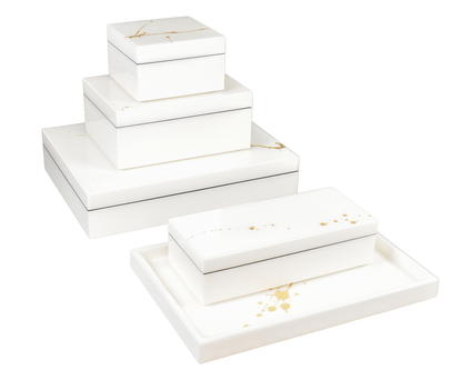White with Artful Gold - Pencil Box