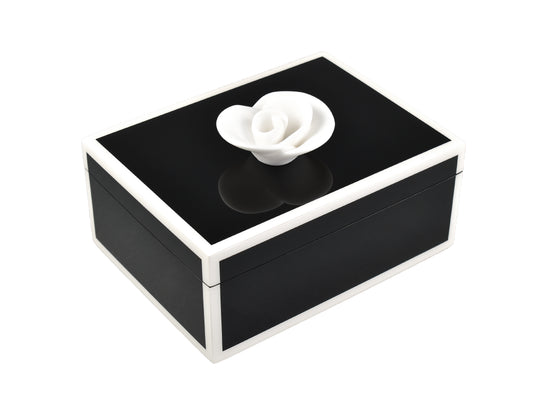 Black with White Trim - Medium Handle Box