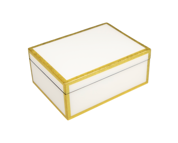 White with Shine Gold Leaf - Medium Box - L-21FSWSGLT