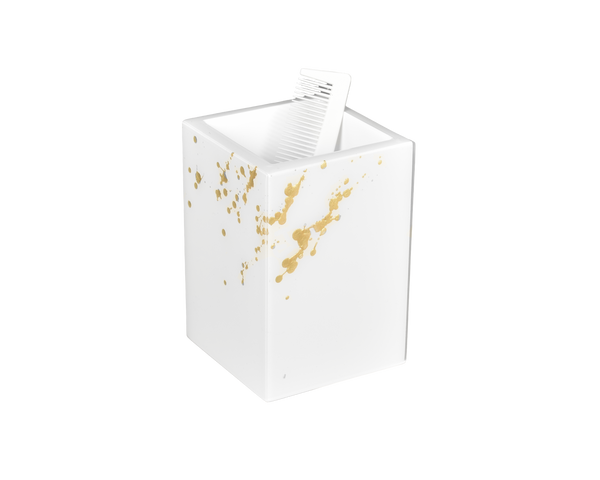 White with Artful Gold - Brush Cup/Pencil Box