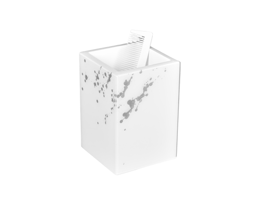 White with Artful Silver - Brush Cup