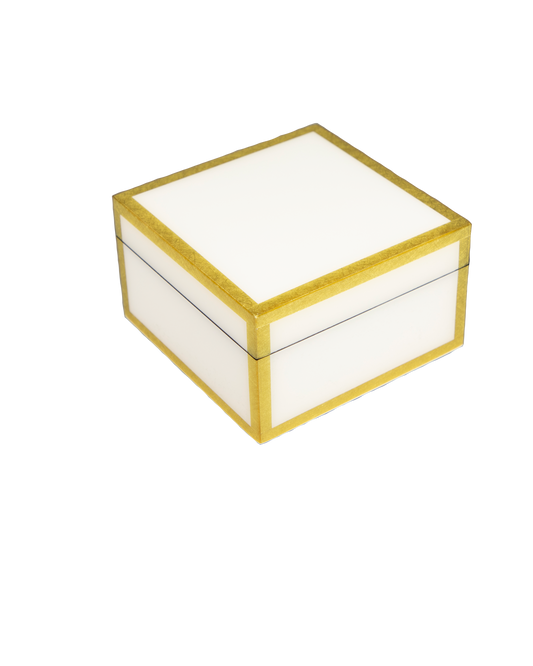 White with Shine Gold Leaf - Square Box - L-31FSWSGLT