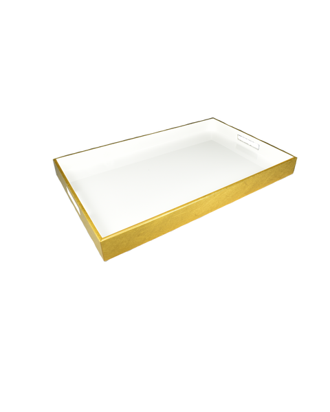 Serving Tray: White with Shine Gold Leaf