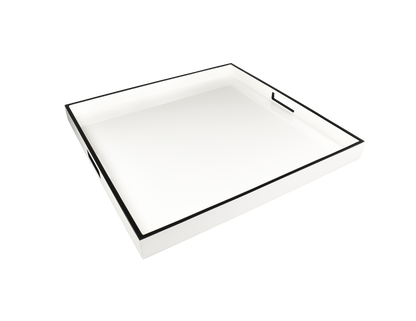 White with Black Trim - 22" Square Tray