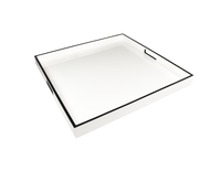 White with Black - 22" Square Tray - L-35WBT