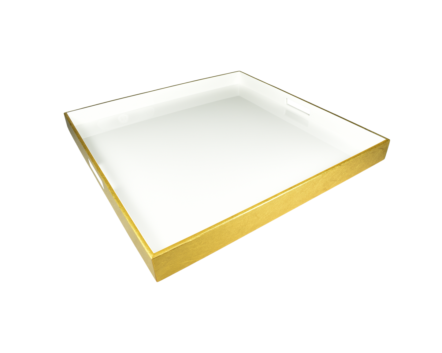 White with Outside Shine Gold Leaf - 22" Square Tray - L-35WOSGL