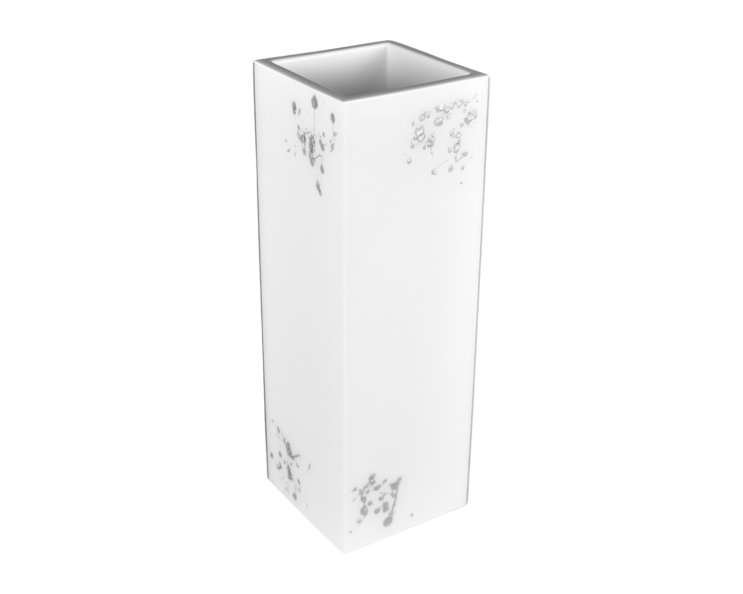 White with Artful Gold - 12" Tall Flower Vase