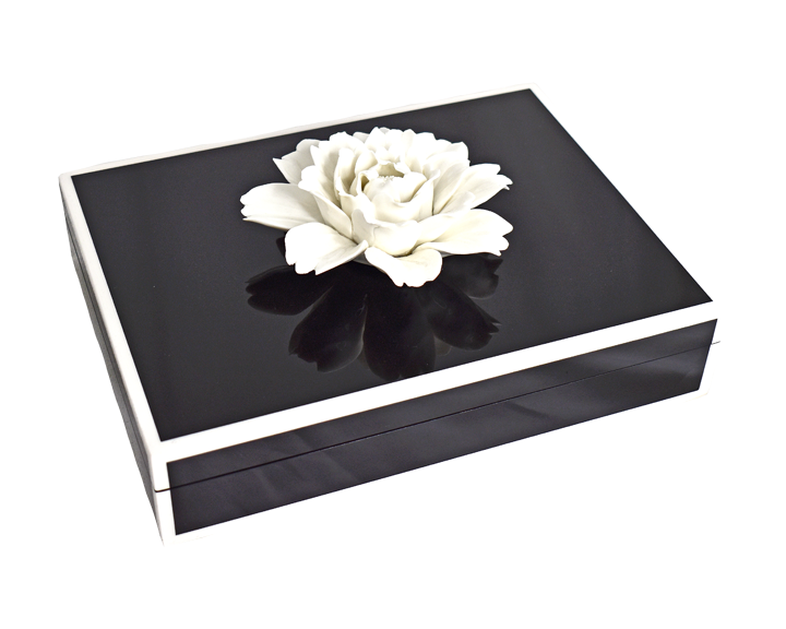 Black with White Trim - Stationery Handle Box