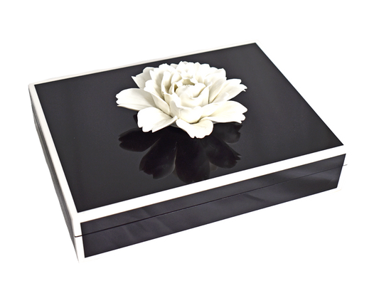 Black with White Trim - Stationery Handle Box