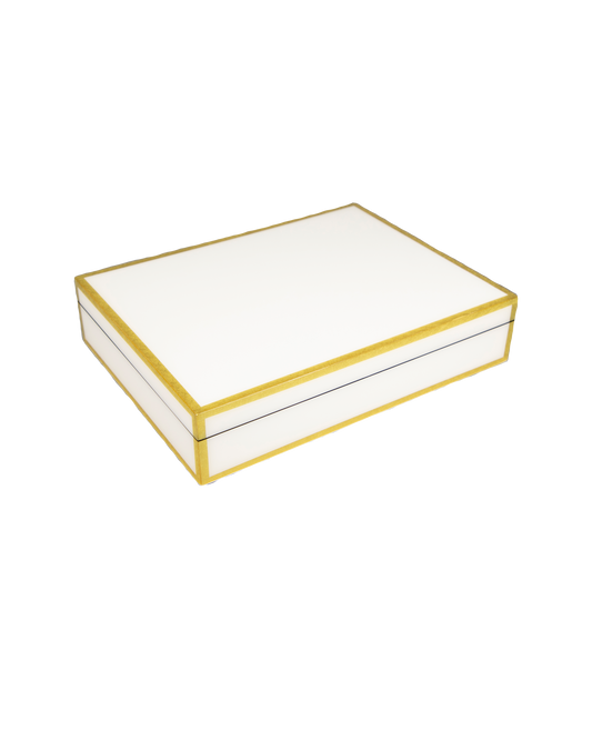 White with Shine Gold Leaf - Stationery Box - L-45FSWSGLT