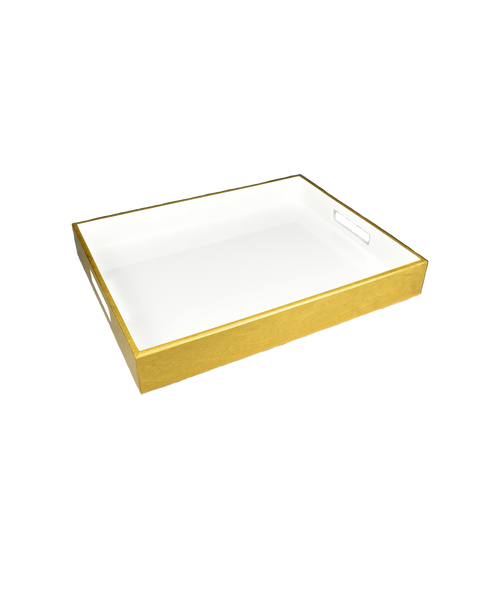 White with Outside Shine Gold Leaf - Reiko Tray - L-47WOSGL
