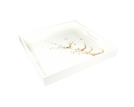 White with Artful Gold - 16" Square Tray