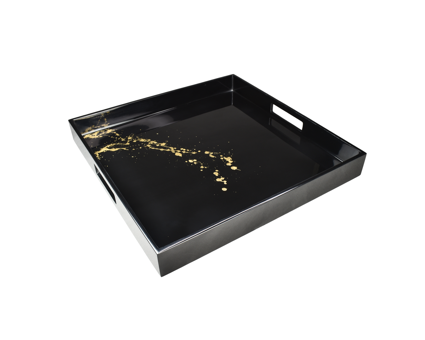 Black with Artful Gold - 16" Square Tray