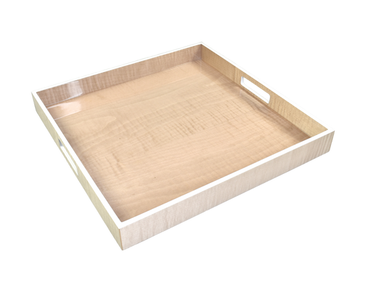 Sycamore with Silver Dollar Trim - 16" Square Tray