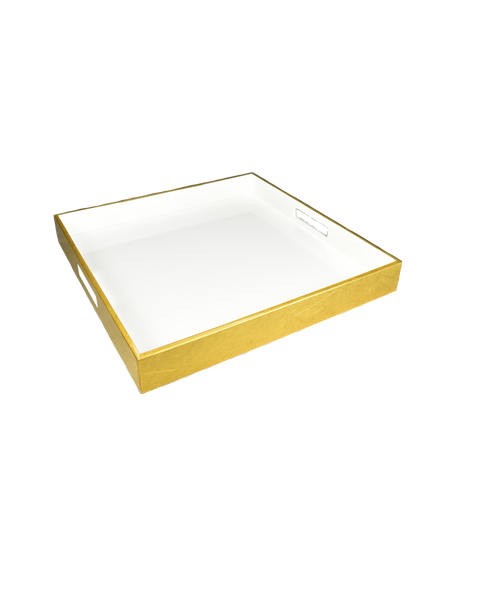 Serving Tray:   White with Shine Gold Leaf