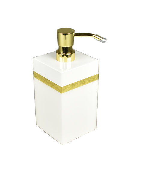 Lotion Pump - White with Shine Gold Leaf Band - L-57SGLB