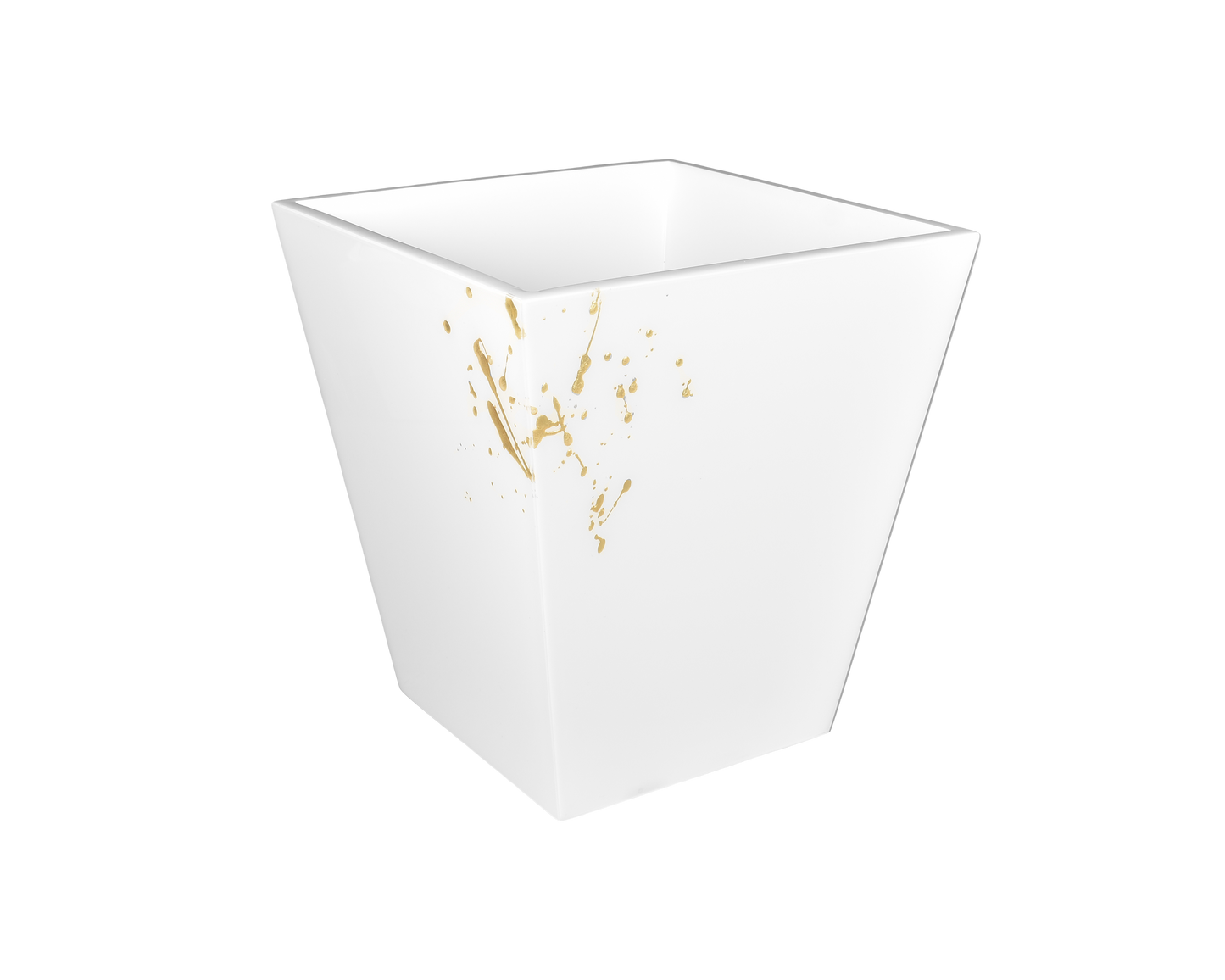 White with Artful Gold - Wastebasket