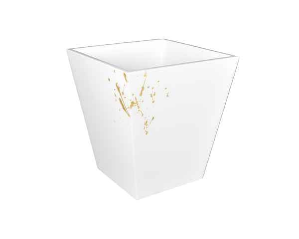 White with Artful Gold - Wastebasket