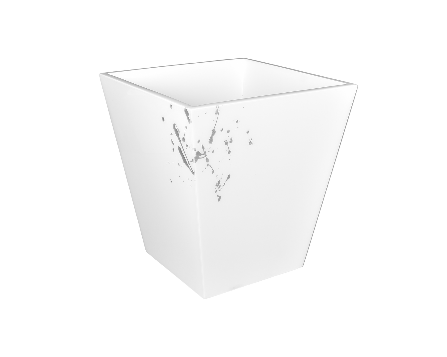 White with Artful Silver - Wastebasket