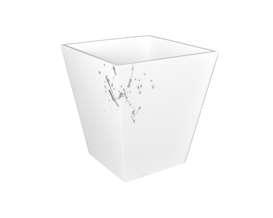 White with Artful Silver - Wastebasket