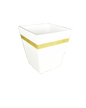 White with Shine Gold Leaf Band - Wastebasket
