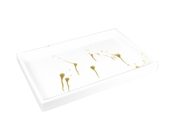 White with Artful Gold - Vanity Tray