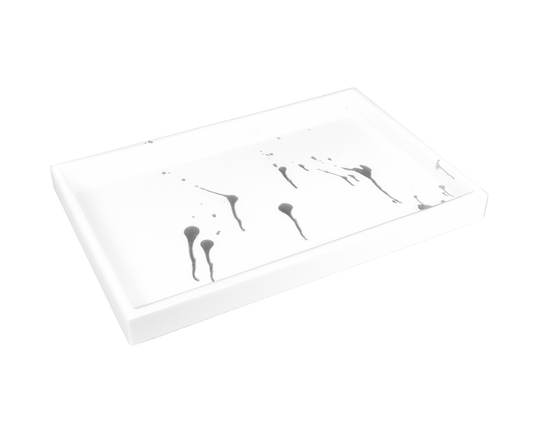 White with Artful Silver - Vanity Tray