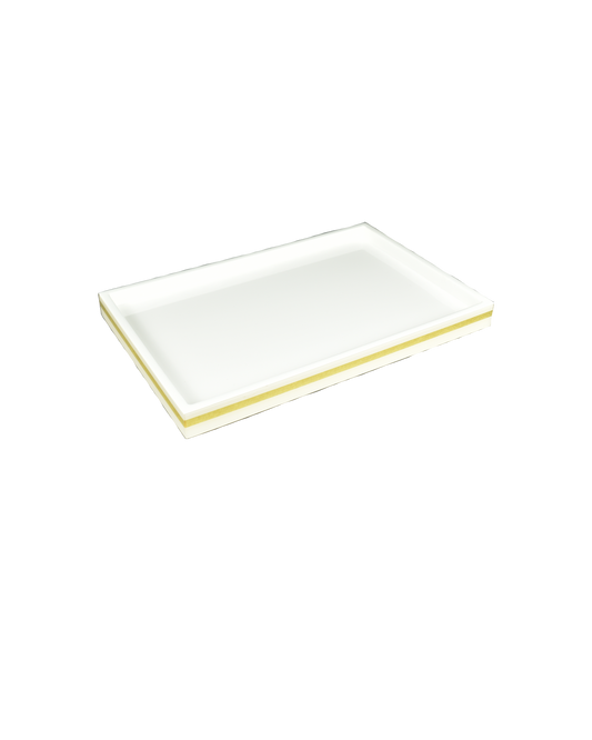 White with Shine Gold Leaf Band - Vanity Tray