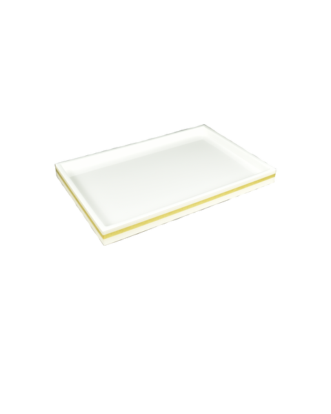 White with Shine Gold Leaf Band - Vanity Tray - L-64WSGLB