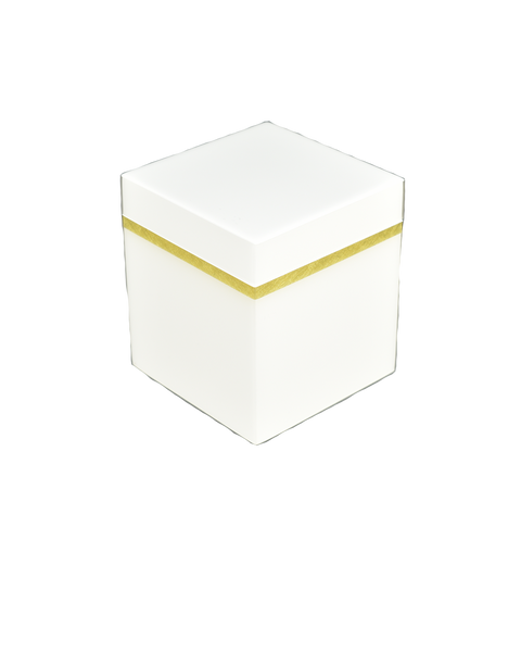 Q Tip Box - White with Shine Gold Leaf Band - L-86SGLB
