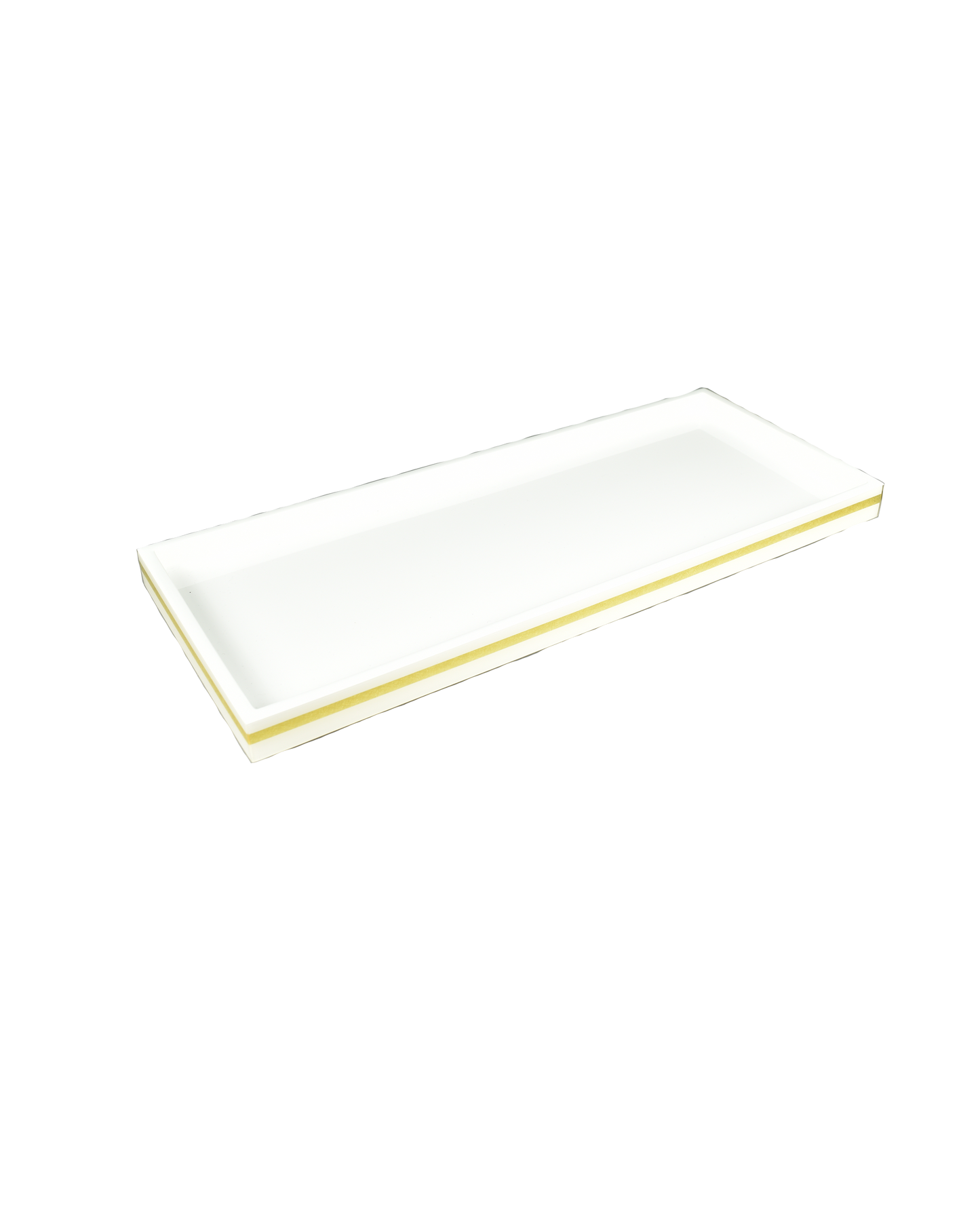 White with Shine Gold Leaf Band - Long Vanity Tray
