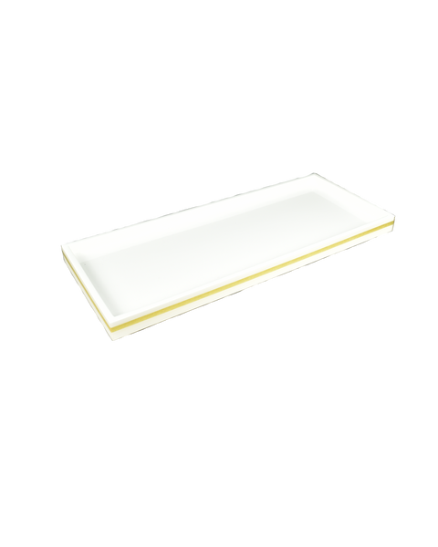 Long Vanity Tray - White with Shine Gold Leaf Band - L-87SGLB