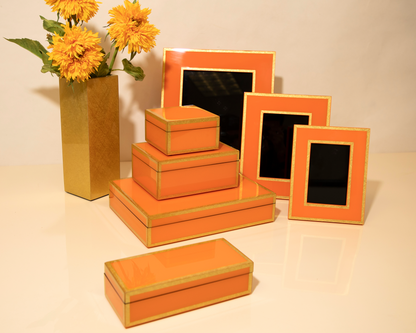 Orange with Shine Gold Leaf Trim - Picture Frame